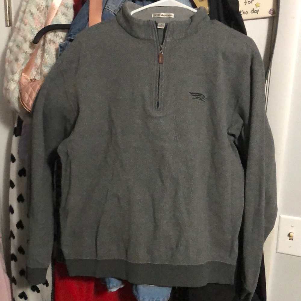 Peter Millar Sweater Quarter Zip Dark Grey